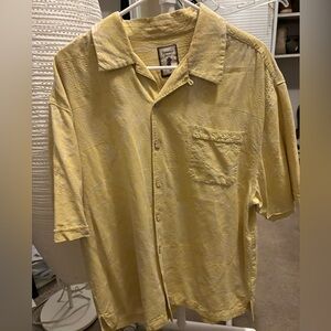 Jamaica Jaxx 100% Silk Shirt XL NWOT Yellow Palm Trees Comfy Summer Vibes